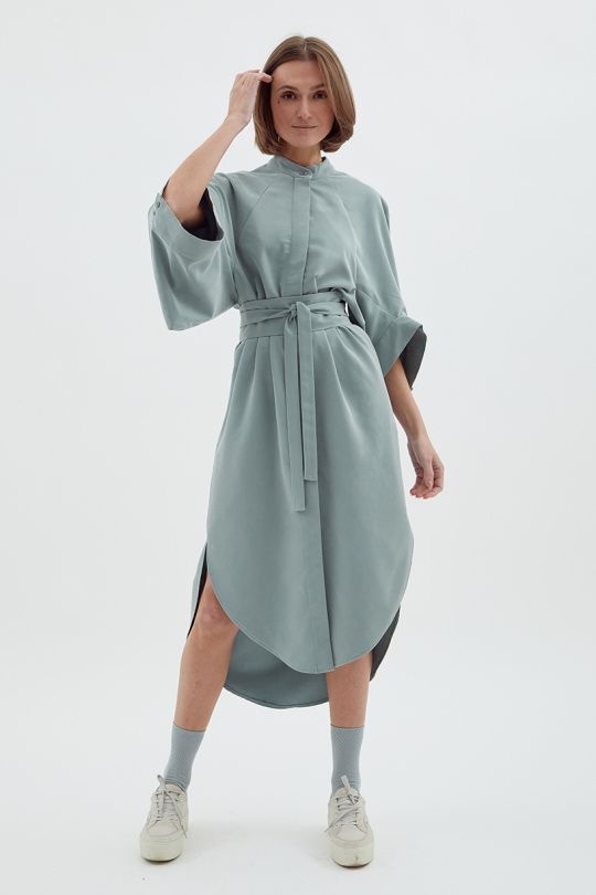 мятное платье-кимоно