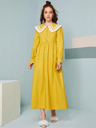 платье с воротником желтого цвета