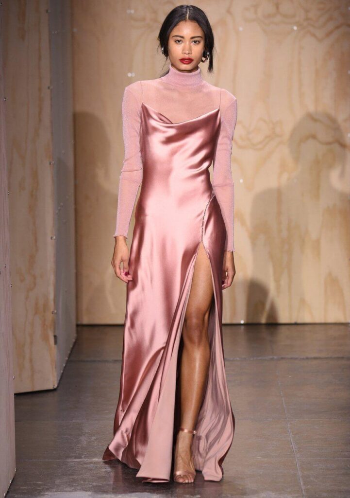 длинное розовое платье 