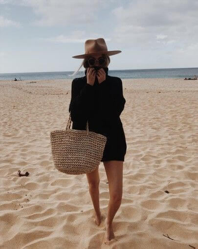 соломенная сумка пляжный образ